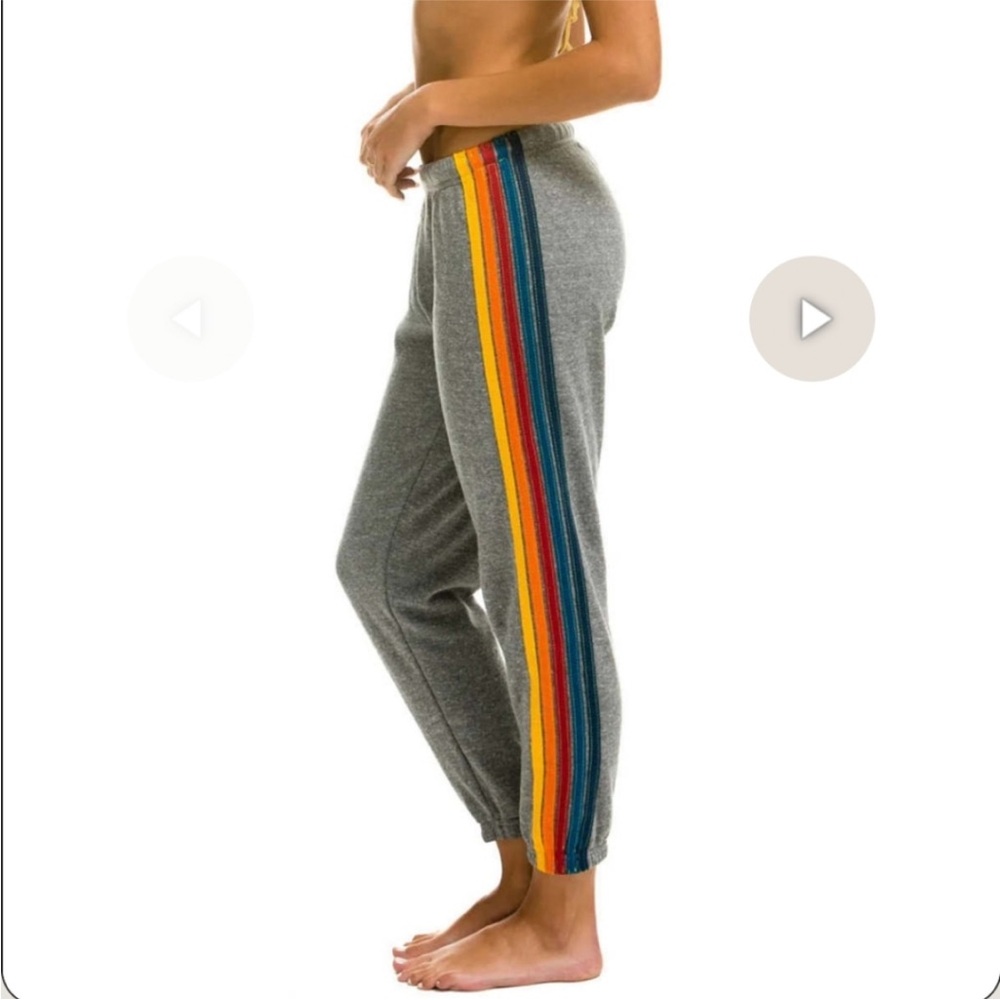 Aviator Nation 5 Stripe Sweatpants - Heather Grey